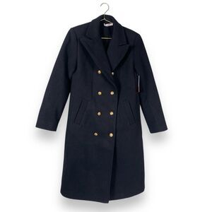 ShoeDazzle Womens Double Breasted Military Coat  Black Caviar Size M NWT WP641SS